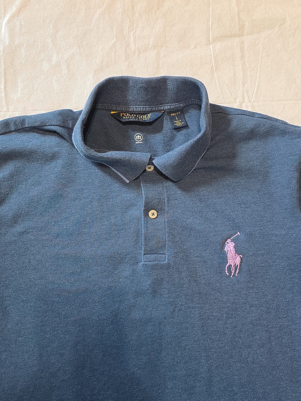 Polo Golf Men's Pro Fit Wicking Short Sleeve Polo Shirt Navy Big Lavender Pony